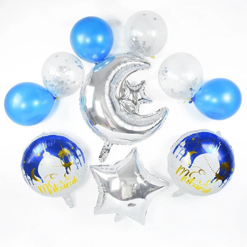 Balon Foil Bulat Eid Mubarak / Balon Idul Fitri / Balon Foil Lebaran