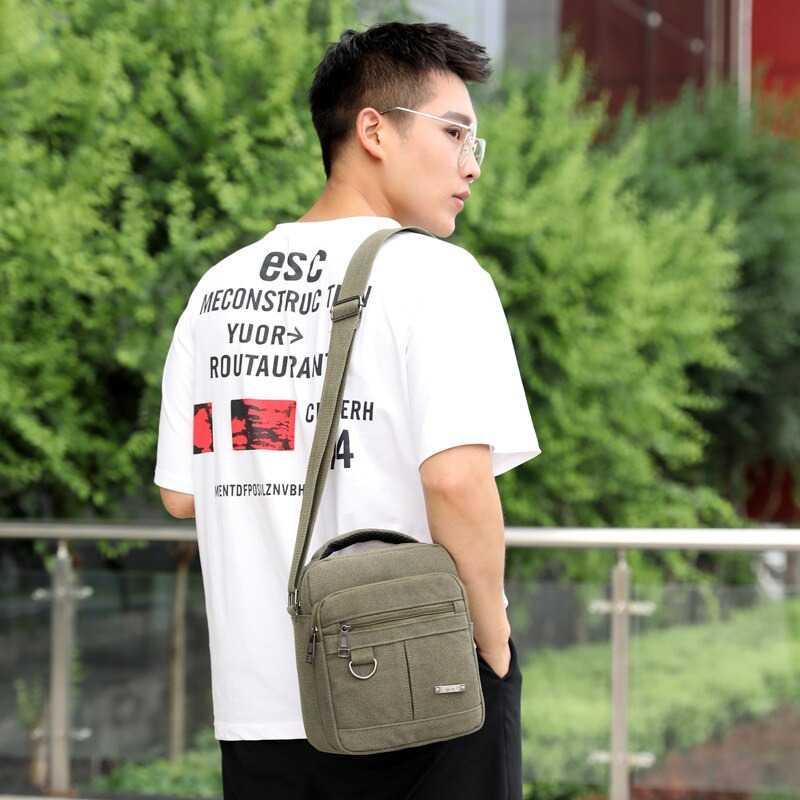 Tas Selempang Pria Canvas Men Shoulder Bag - 1986 - Khaki