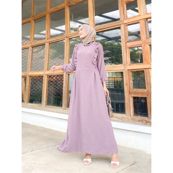 Irina Gamis Cantik Dress Simpel Polos Cringkle