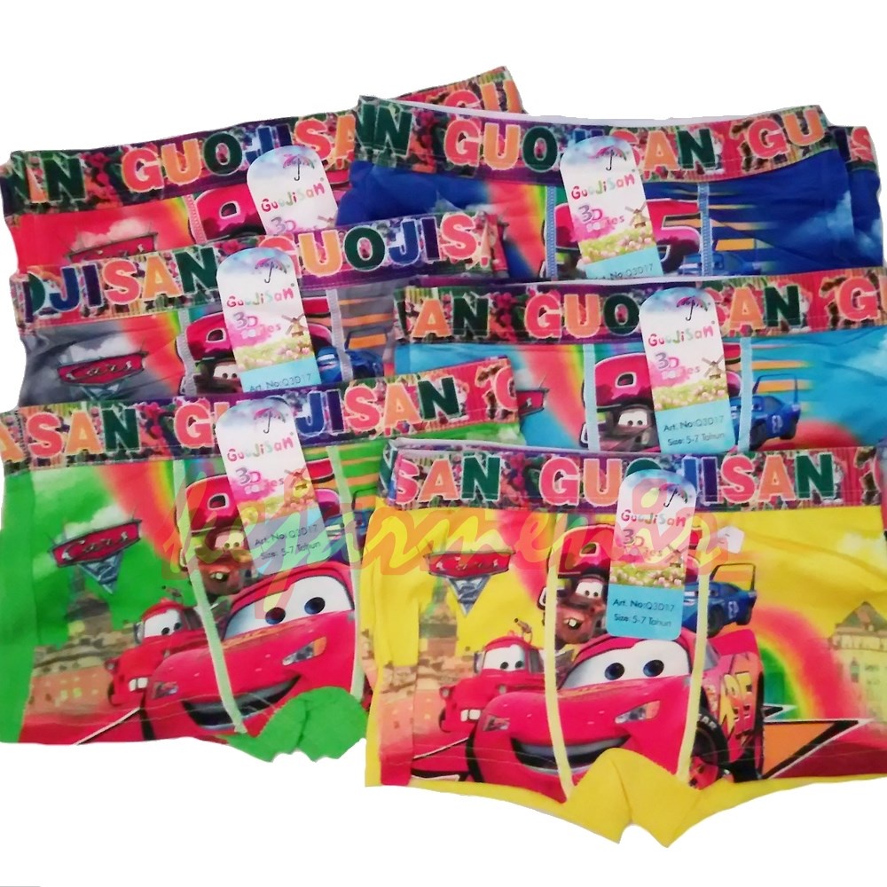 3 pcs Celana Dalam Boxer Anak Laki-Laki | Guojisan | Motif Karakter | Cowok Kartun | Size S M L XL