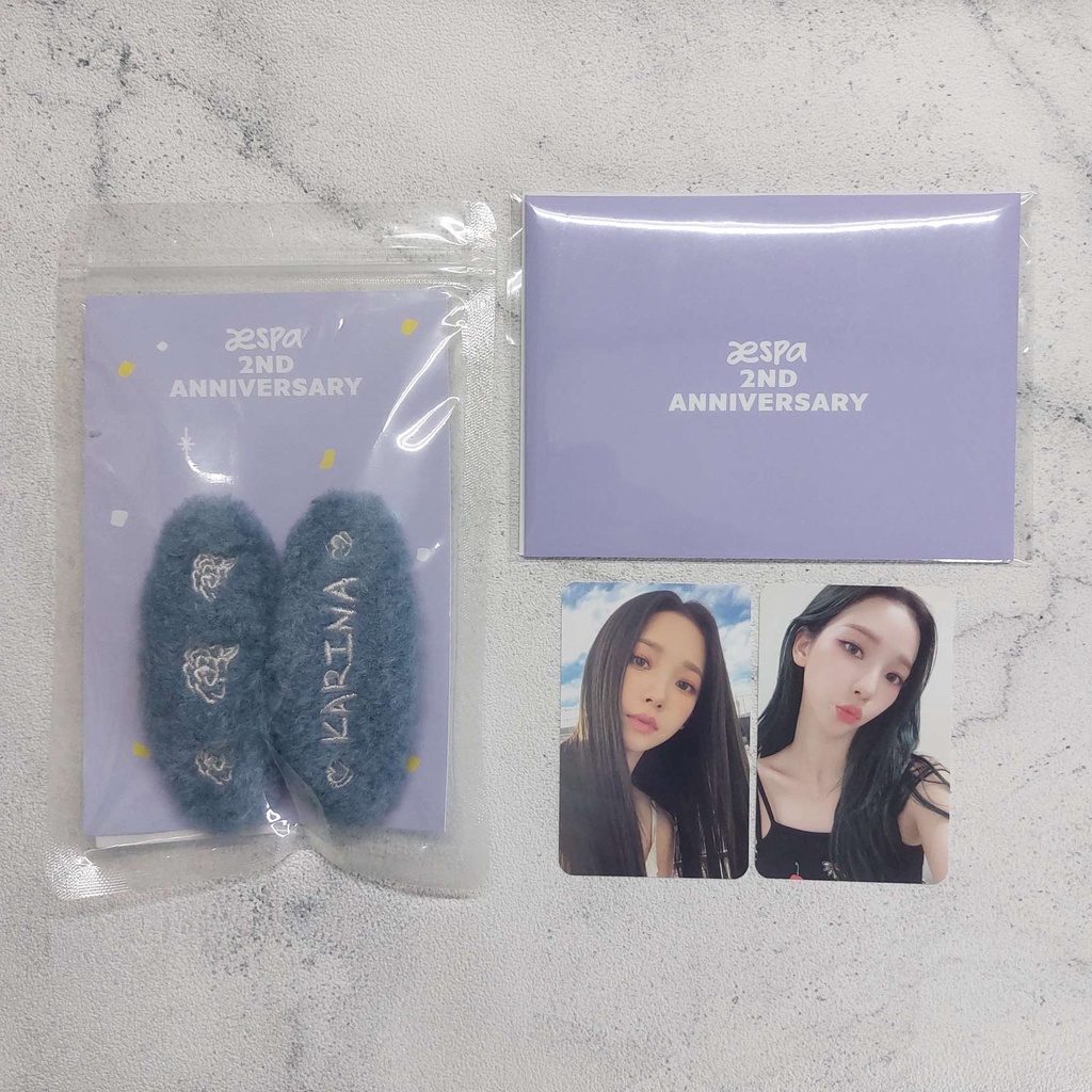 Aespa 2nd Anniversary Hair Pin Set Birthday Card Package PC Photocard Karina MD Merch Kpop Photo Car