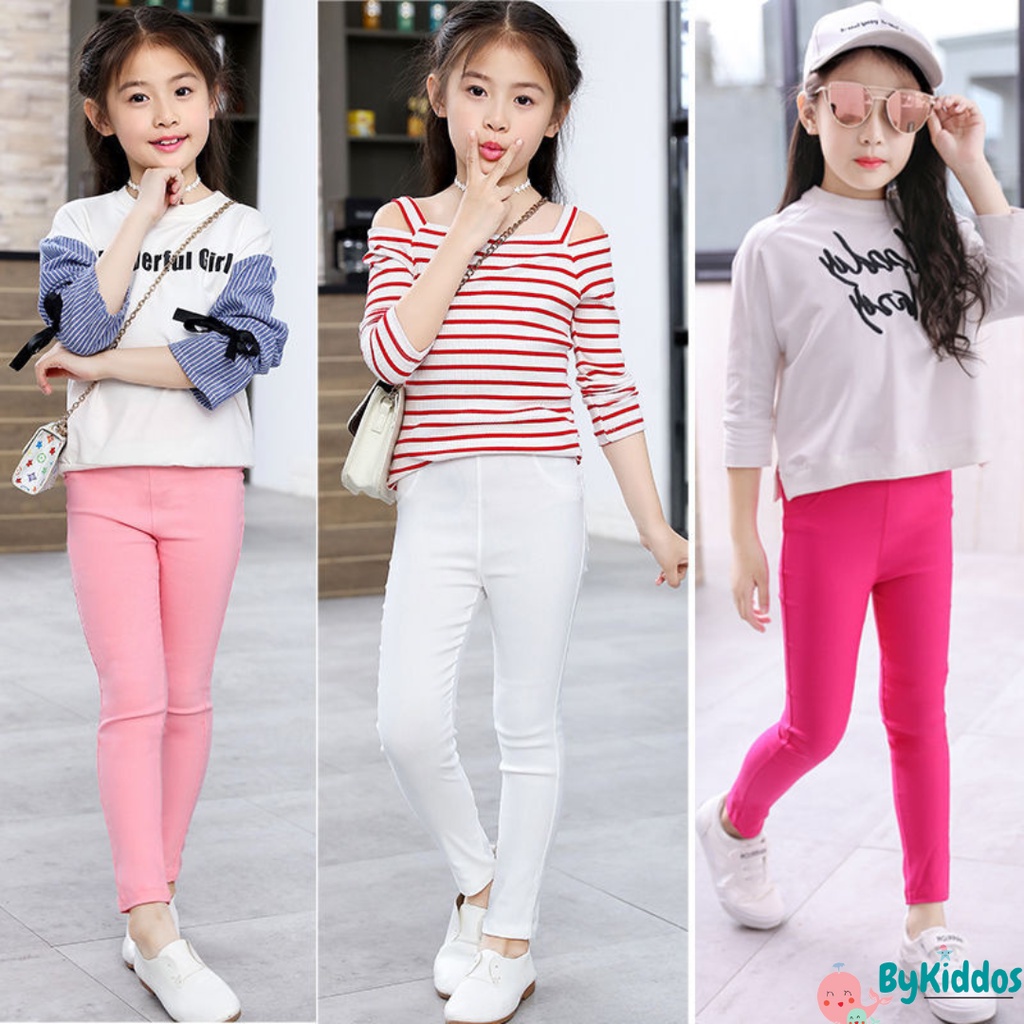 ByKiddos - Celana Legging Katun Impor Stretch Panjang Korea Anak Perempuan Import 3-9 Th