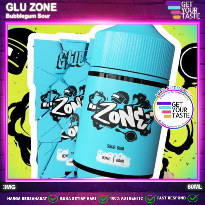 Liquid GLU V10 Zone Sour Gum 60ML Blue Cosmo Bubblegum by Fathiba