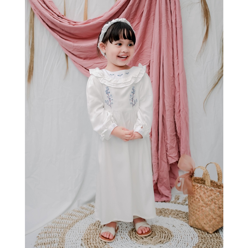 SALWA MAXI FREE BANDANA | Dress Anak Perempuan | Dress Anak Lengan Panjang | Gamis Anak | Baju Muslim Anak | Baju Bordir Anak