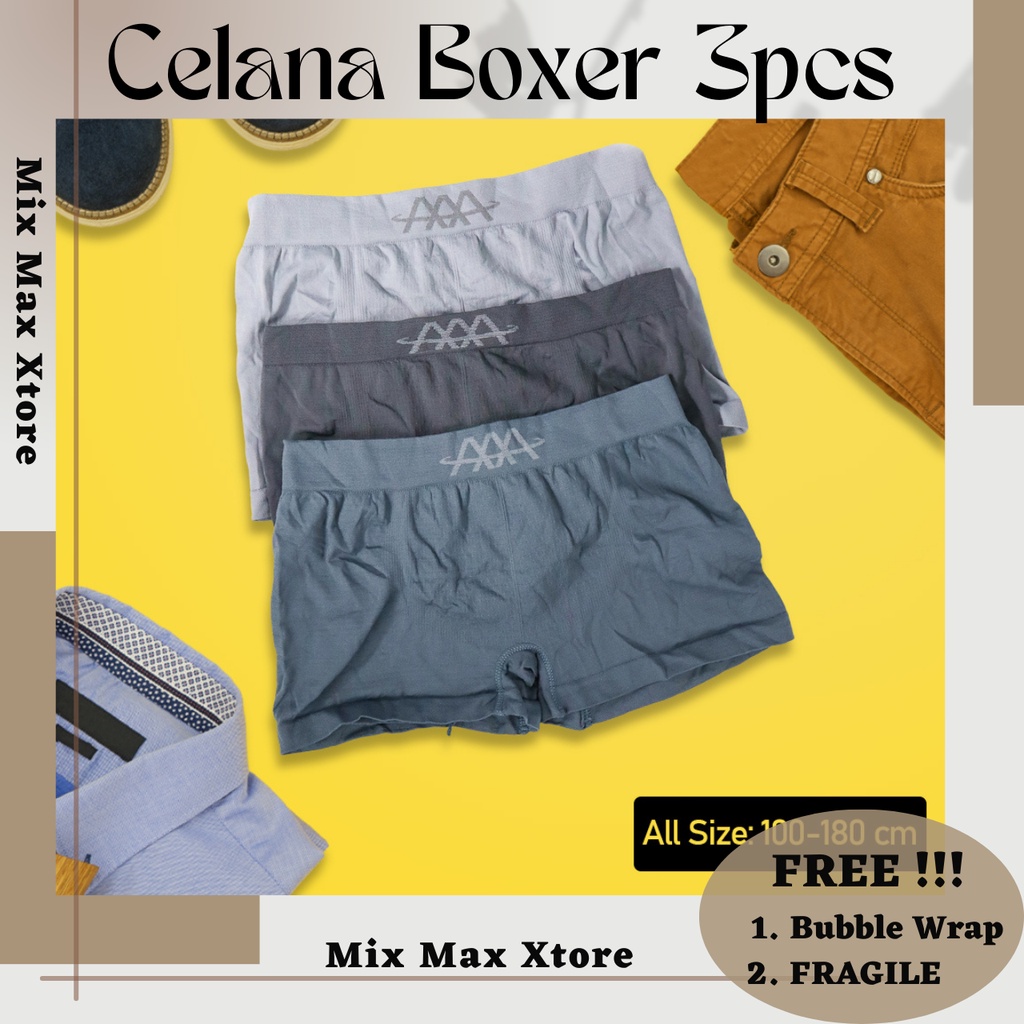 Celana Dalam Boxer Pria  All Size 3 PCS 5D Magnetic - Multi-Color