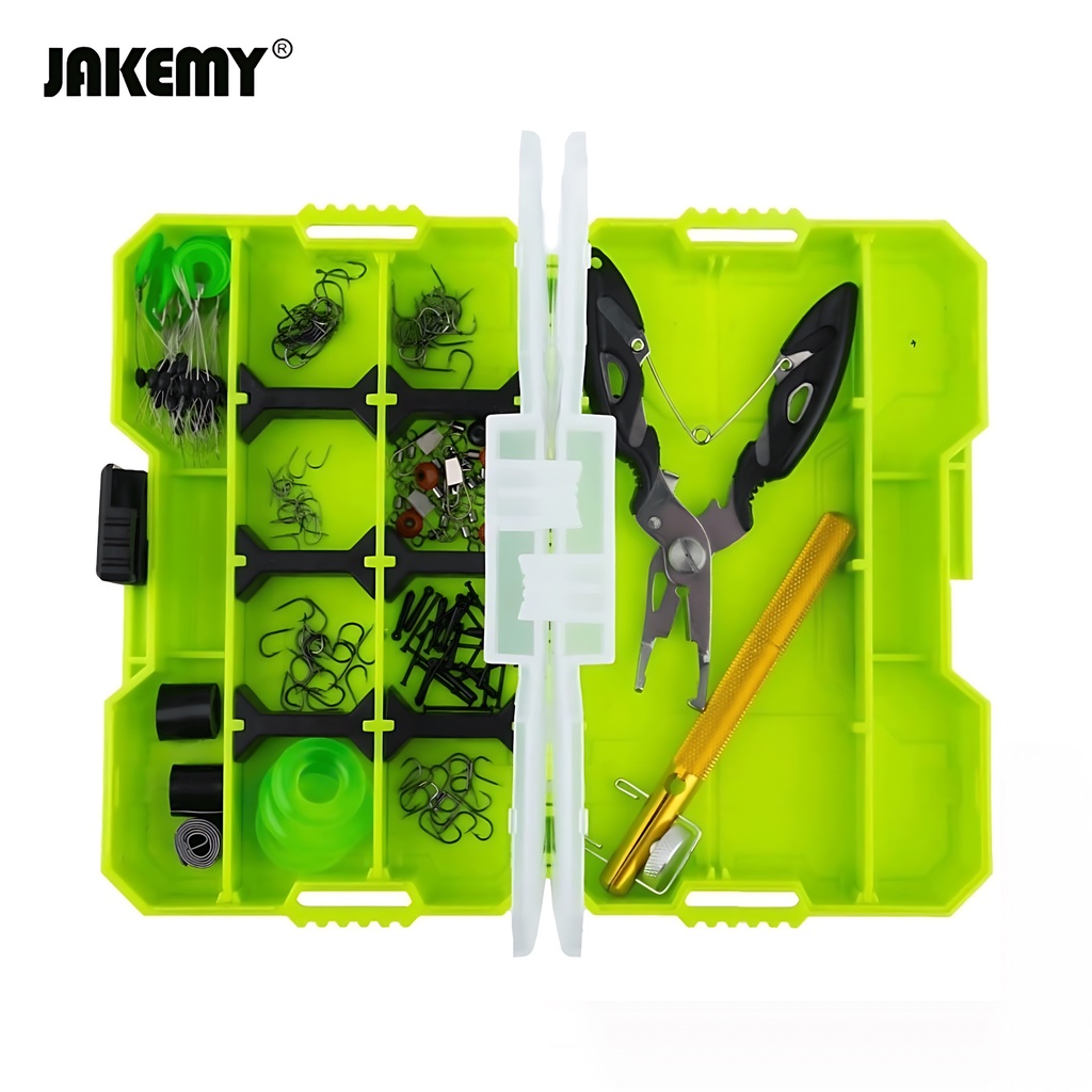 Jakemy Kotak Fishing Accessories Toolbox Kit with Storage Box Original JM-PJ5002 Green