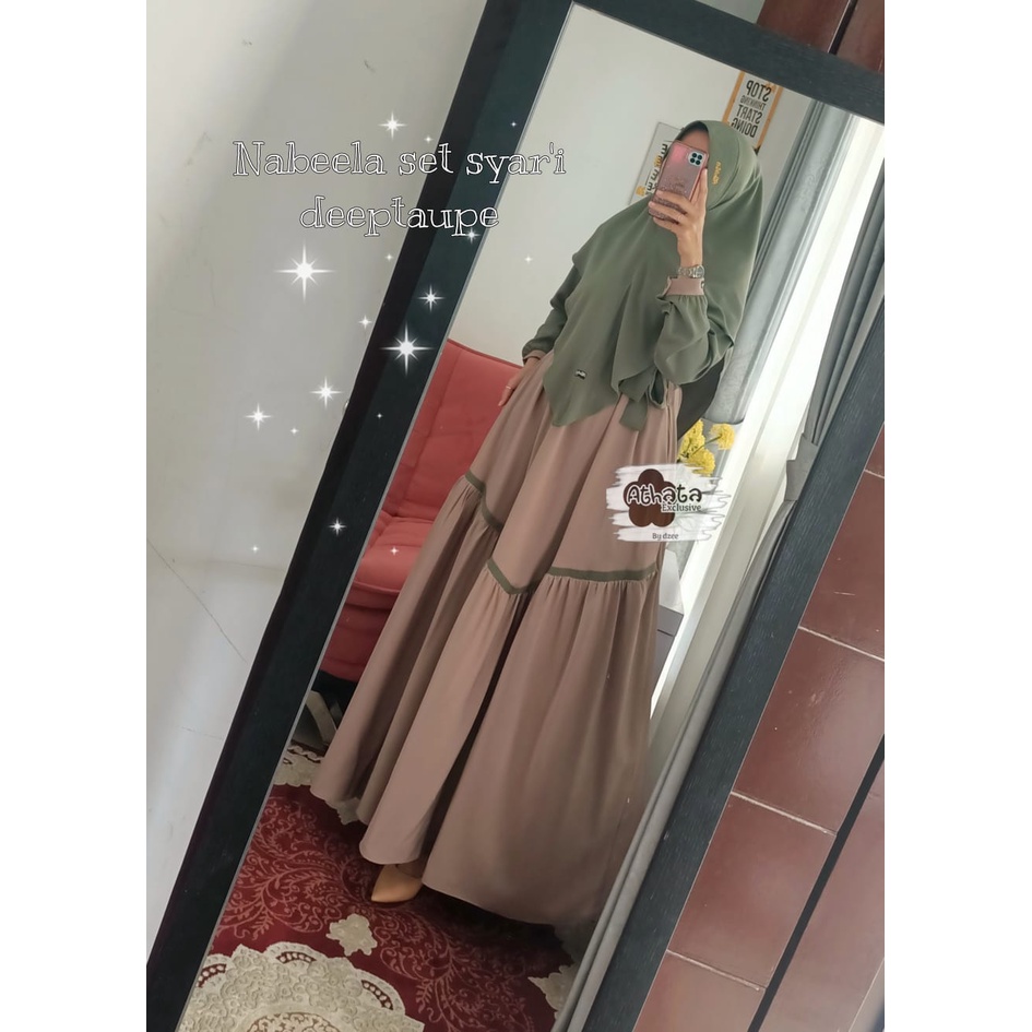 Gamis Original Athata Nabeela Set Syar'i/ Gamis Set Hijab Ity Crepe