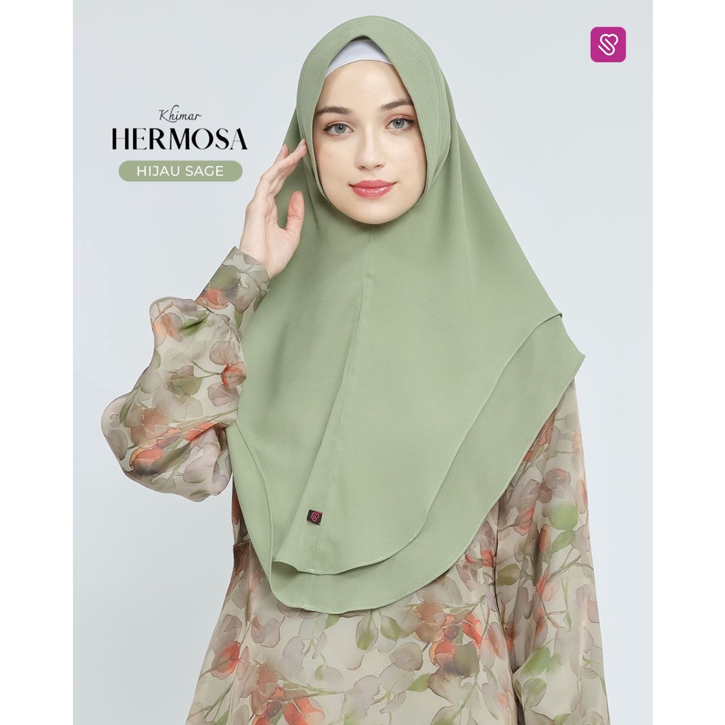 Khimar Syari Ceruty Babydoll 2 Layer Premium Jilbab Hijau Sage Pet Antem Terbaru Hijab Ukhti Munira 