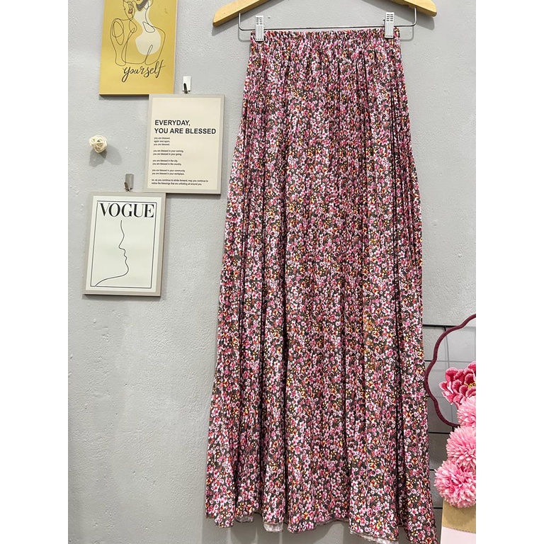 pleated skirt korean style | rok bunga wanita | rok plisket wanita muslim