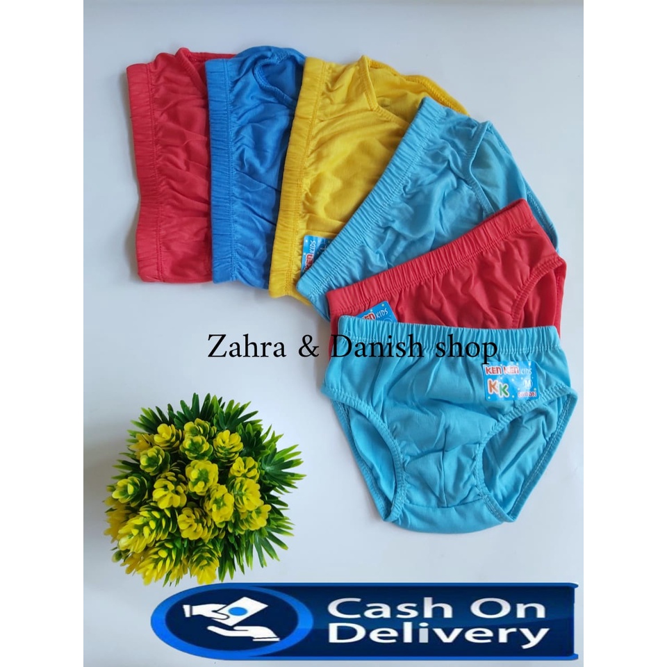 6 Pcs Celana Dalam Anak Laki-Laki KEN KEN Polos Bahan Katun