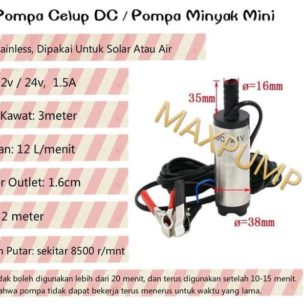 ○ MAXPUMP DC24V 38MM pompa air celup 24Volt DC mini submersible pompa minyak solar air celup Pompa A
