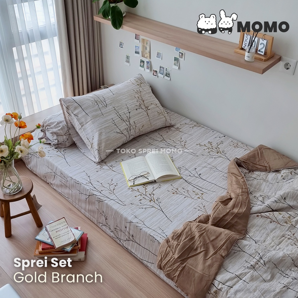 Sprei Set Katun Lokal - Motif Bunga - Ukuran 100 x 200