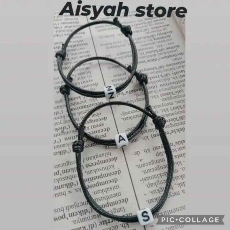 gelang  1,5 mm inisial kubik putih