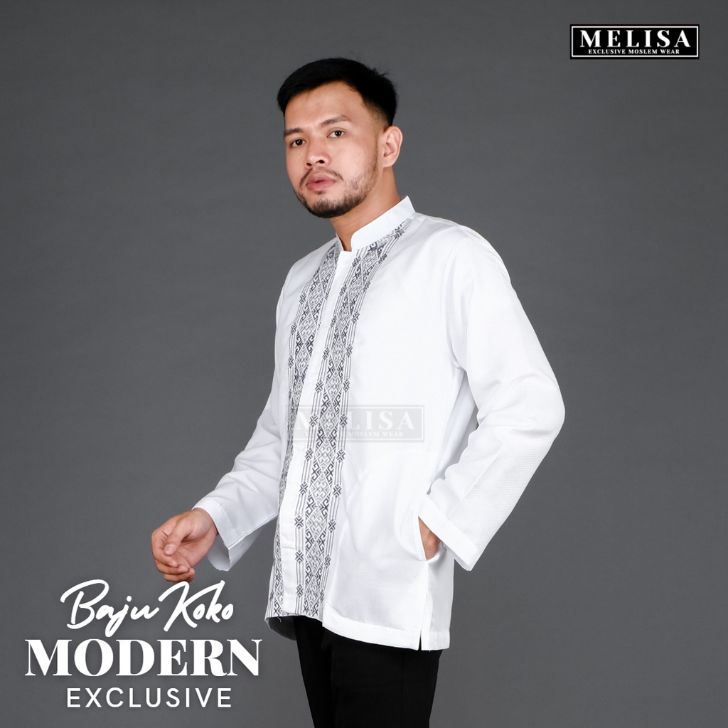 Baju Koko Pria Lengan Panjang Bahan Poli Katun Warna Putih Tulang Size M L XL XXL XXXL XXXXL Fashion Muslim Pria Terbaru