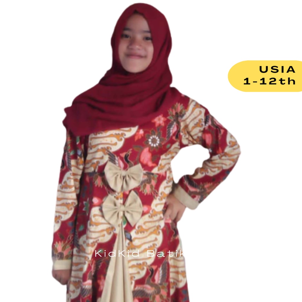 Gamis Anak Batik Gamis Batik Anak Perempuan Baju Cewek Kombinasi Usia 1-12 tahun Kode GA-3