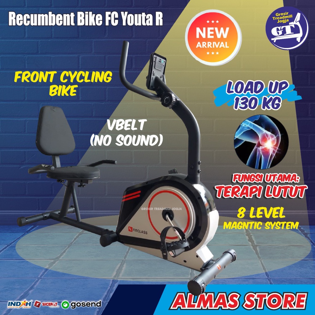 Recumbent Sepeda Statis Alat Olahraga Fitness Gym  Terapi Lutut Stroke Magnetic Bike Fitnes Speda St