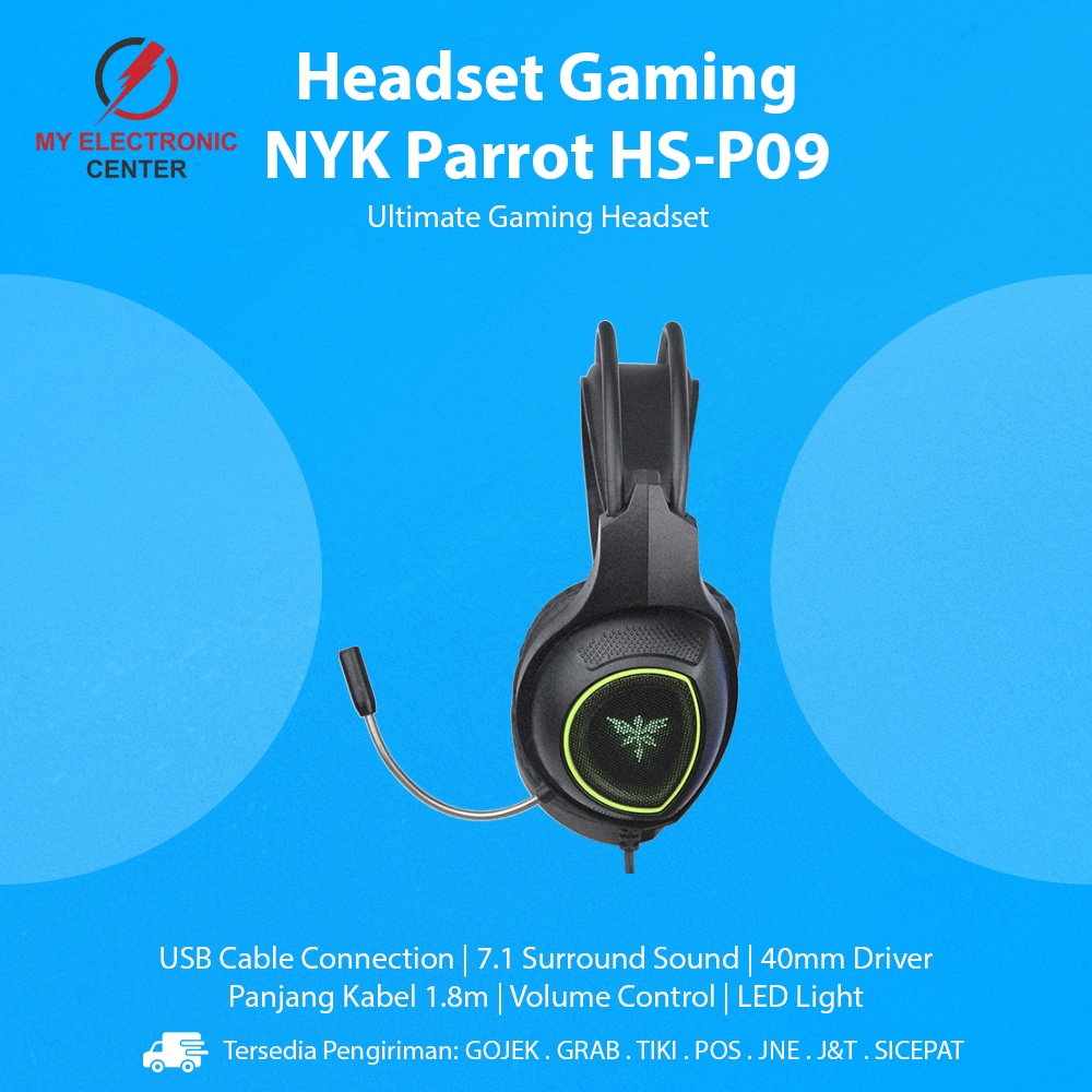 Headset Gaming NYK Nemesis Parrot HS-P09 Headphone Laptop Komputer PC HP