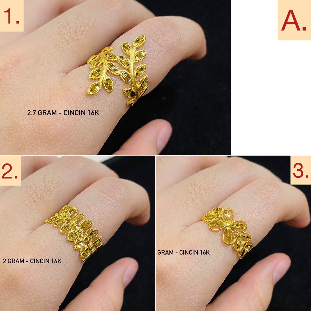 Cincin anak dan dewasa emas asli kadar 70 16k selisih yunani bunga kendari love lebar matahari