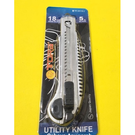 

Tora Alluminium Alloy Utility Knife / Cutter Alumunium 18mm Wide Blade Pisau TR-UK118