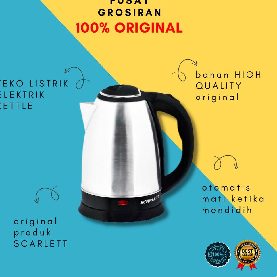 ♜ Teko Listrik Scarlett Alat Rebus Pemanas Air Minum Super Kettle Mini Termurah stainless ceret L4K4