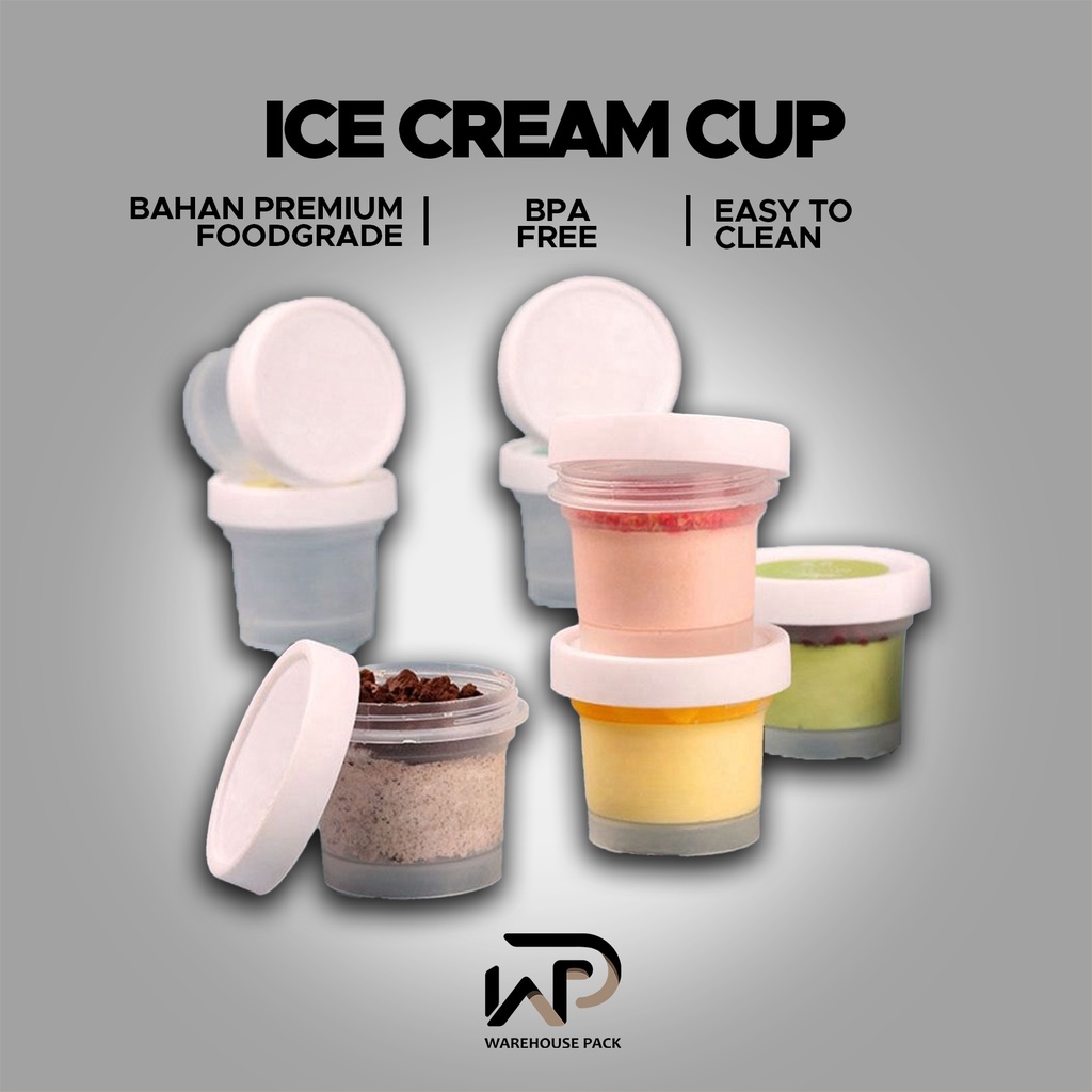( 10 Pcs ) Ice Cream Cup + Tutup | Pot Jar Es Krim | Wadah Kemasan Lulur | Wadah Kemasan Ice Cream