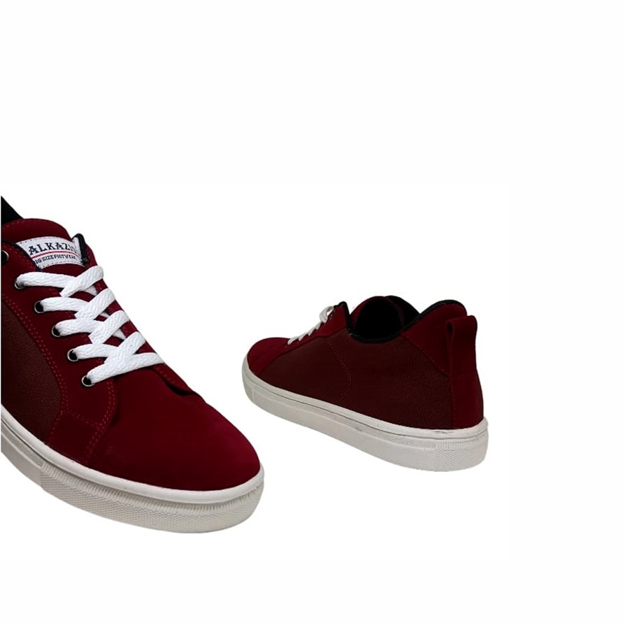 BONUS TAS &amp; KAOS KAKI | Sepatu Pria Maroon Sneaker Tali Casual Cowo Pemuda