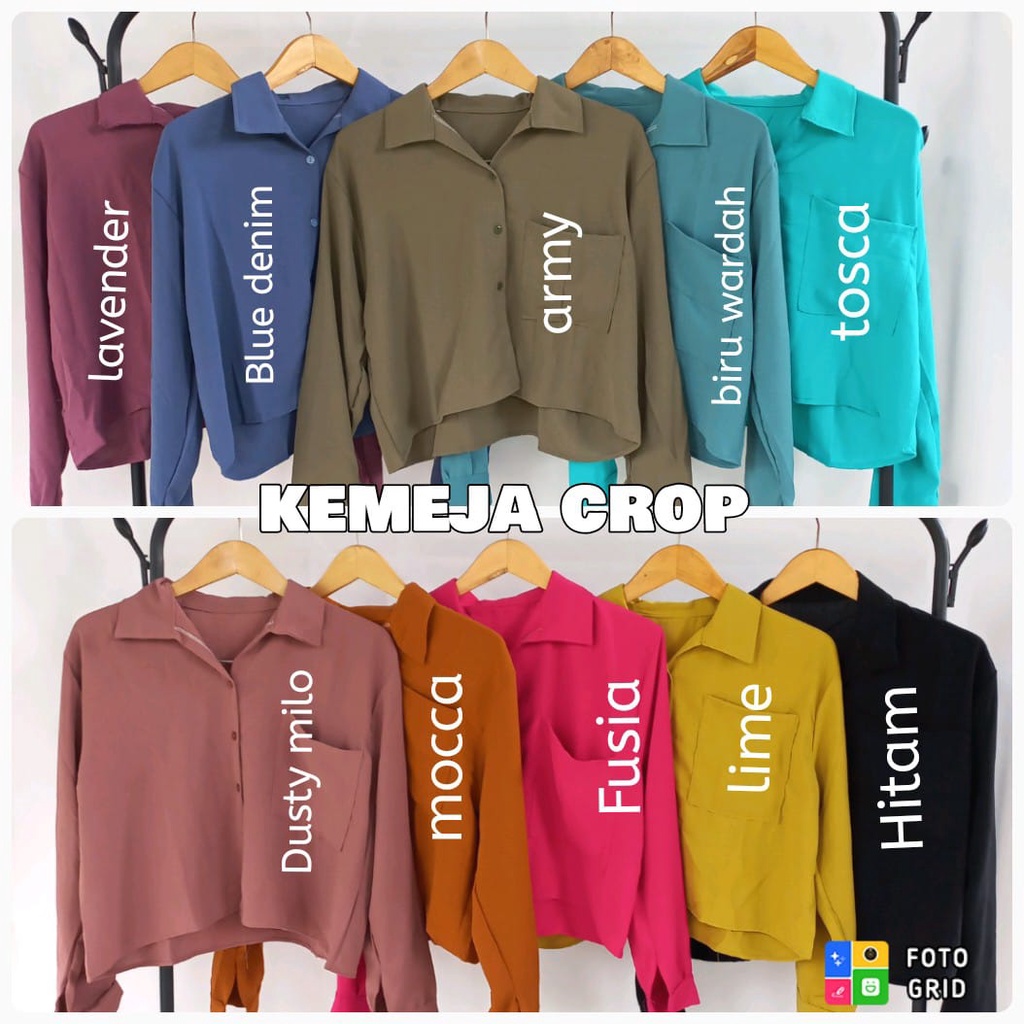 Kemeja Crop Crinkle AirFlow Terkini / Atasan Wanita Korean Style