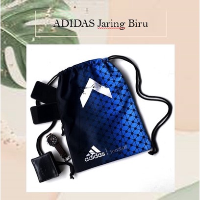 Murah - Tas Serut Gymsack Adidas Jaring Biru Tas Futsal String bag Elegan Best Produk