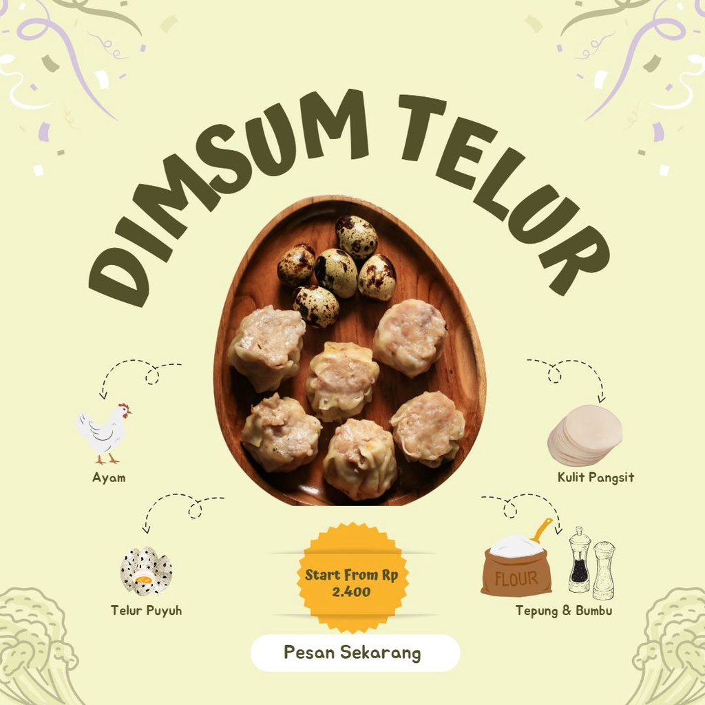 Dimsum isian telur puyuh / mozarella