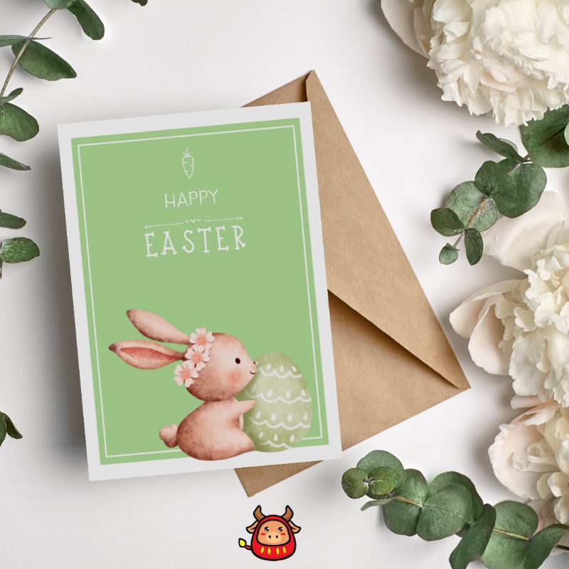 Kartu Ucapan Easter Selamat Paskah Easter Card Rabbit Bunny Cute design