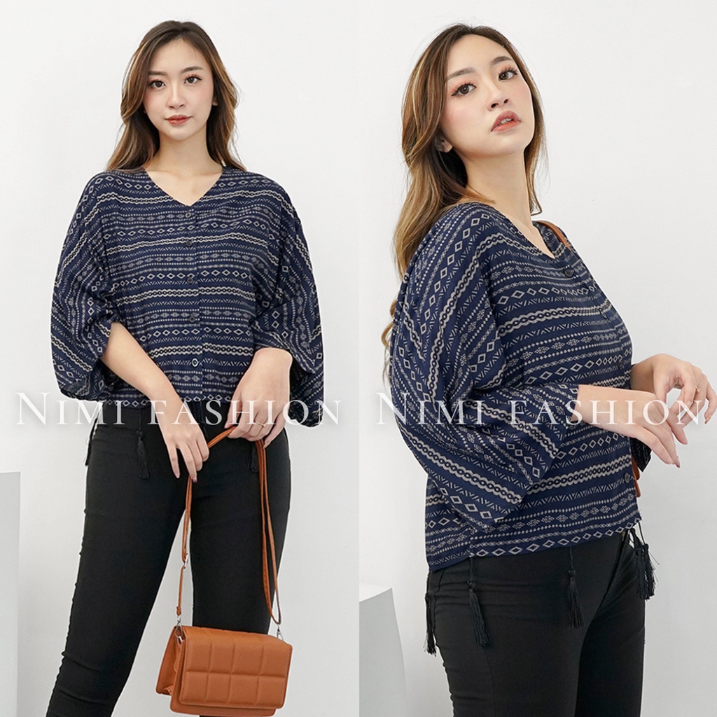 NIMI - Blouse Bohemian Etnik Rumbai Top Bohemian Atasan Crop Wanita