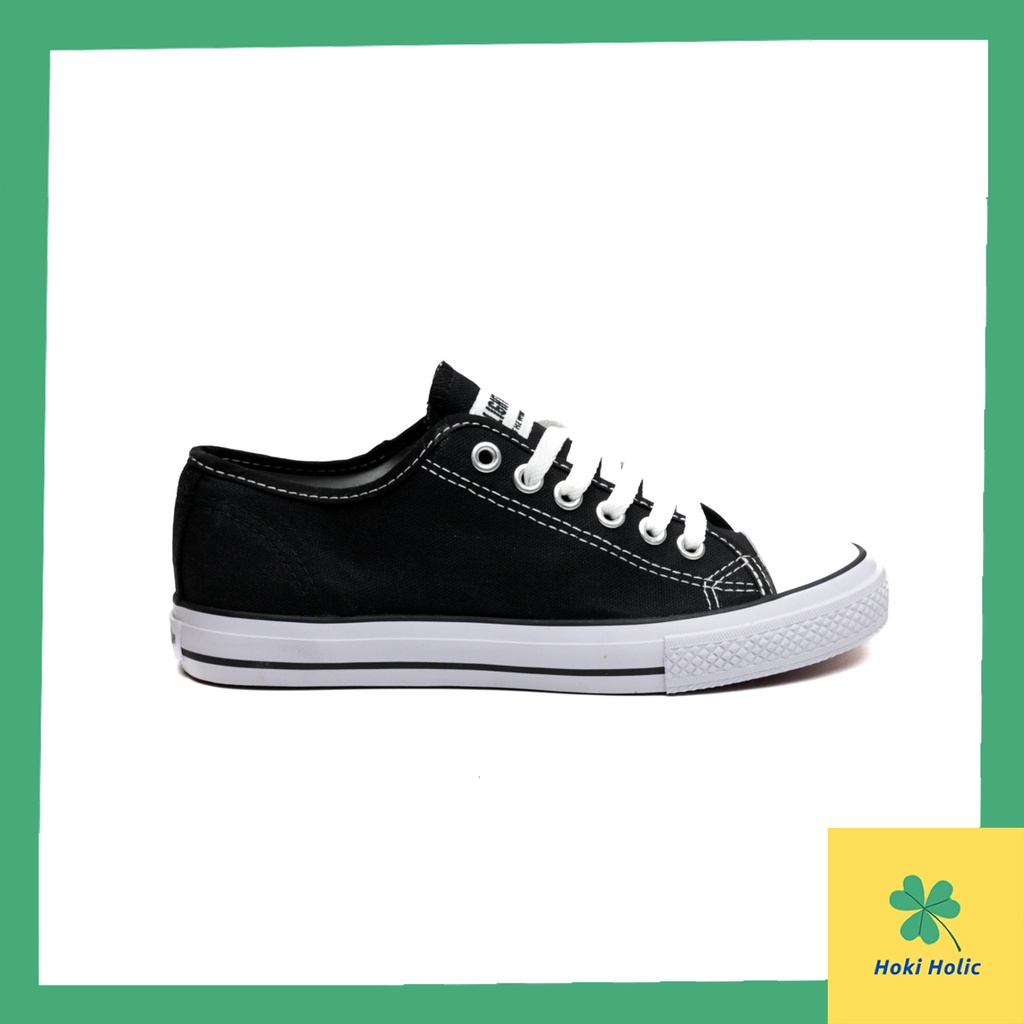 Sepatu Lightstar Basic Low Black White Orginal by Warrior / Sepatu Anak Pendek Hitam Putih / Sepatu Sekolah