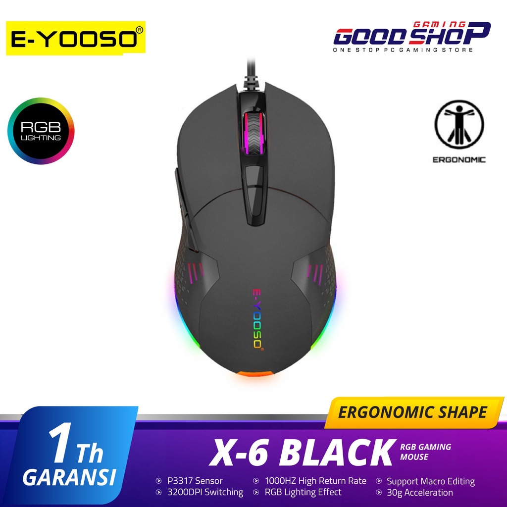 E-YOOSO RGB GAMING MOUSE - X-6 / X6 BLACK
