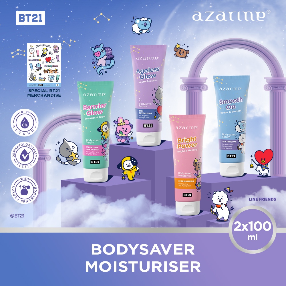 Azarine x BT21 Bodysaver Moisturizer 100ml Body Saver BPOM