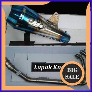 Knalpot M4 New Half Blue Full Set Ninja 300Fi ABS SE, Ninja 250Fi / Karbu, Z250 1M4R23 last stok