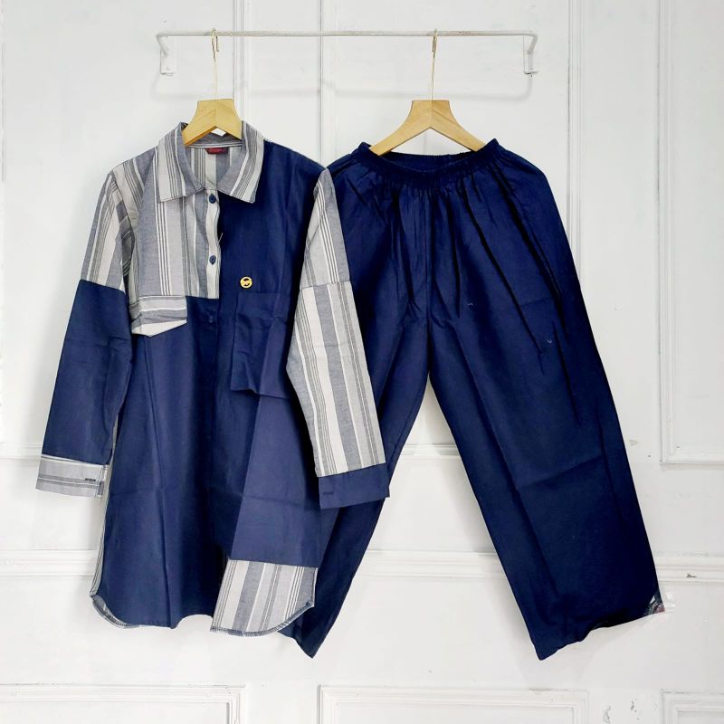 3 in 1 One Set  Cel Linen Premium Katun Haruka Nsw//Setelan Celana Linen//Set Wanita Simple