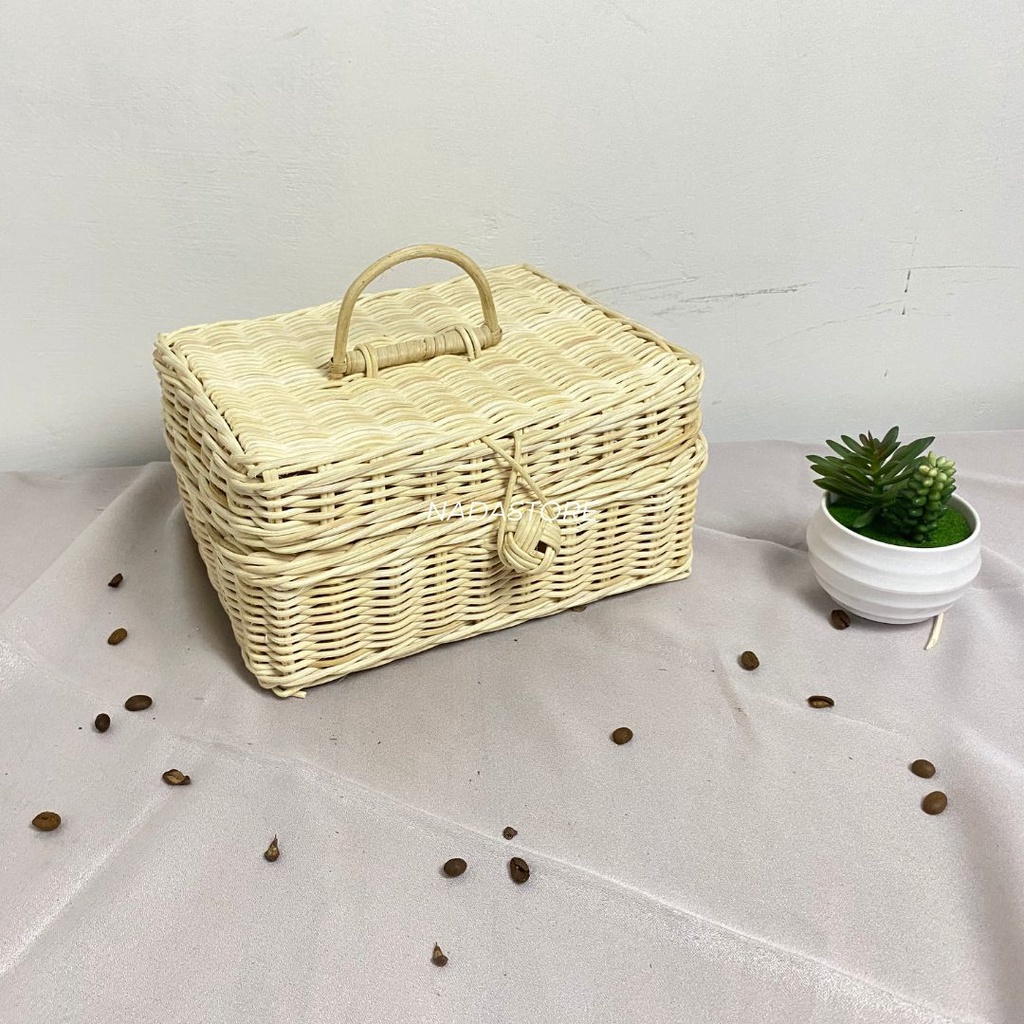 KERANJANG ROTAN PREMIUM / BOX ROTAN TUTUP / HAMPERS HANTARAN SESERAHAN BOX SERBAGUNA