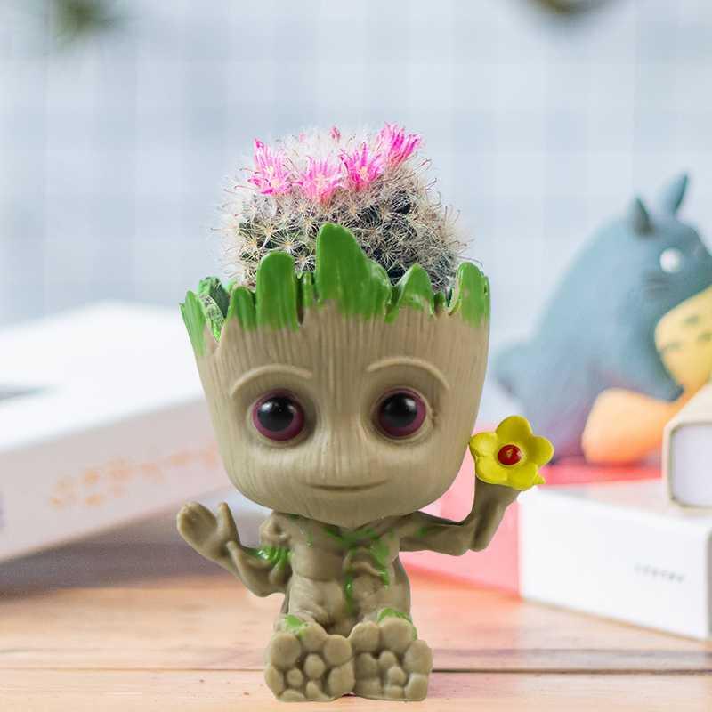 Groot Mini Action Figure Holding Flower Pot Tanaman 5cm - TKR3 - Brown