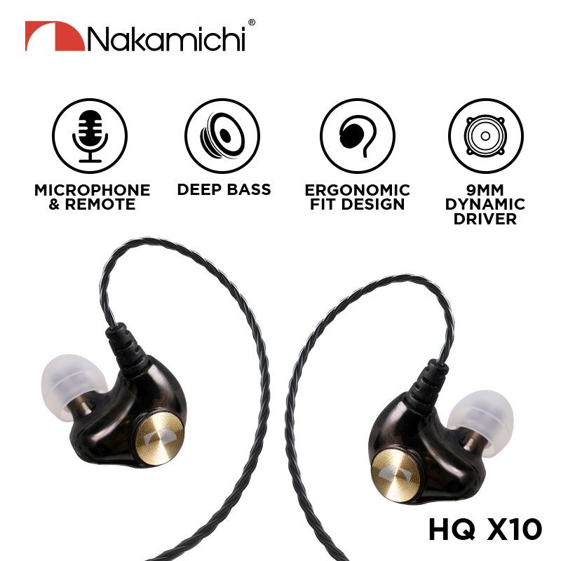 Nakamichi HQ X10 / X11 Dynamic Driver In Ear Monitor Wired Earphone Mic