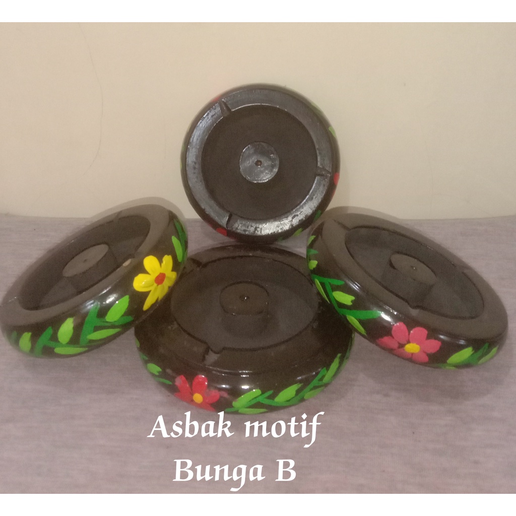 Asbak kayu motif Bunga Besar