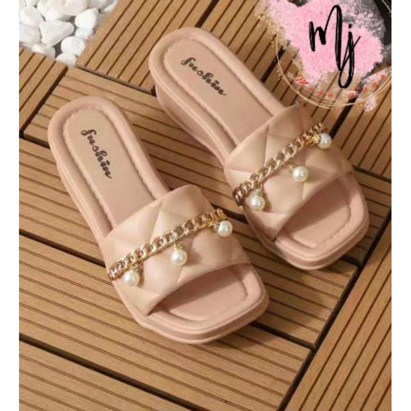 Sandal Wedges Selop Wanita Karet Jelly Import