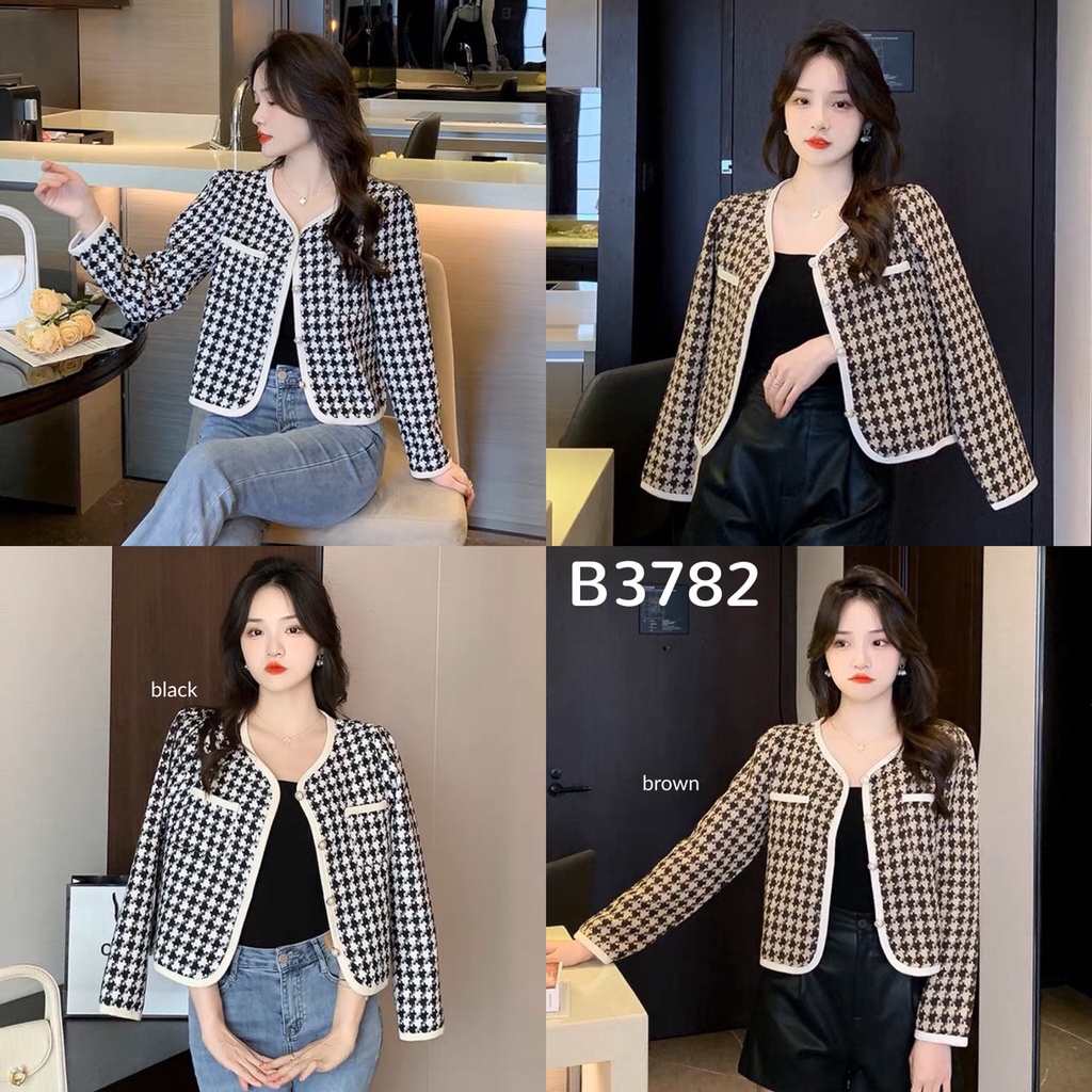 Charlie Houndstooth Tweed Blazer B3782