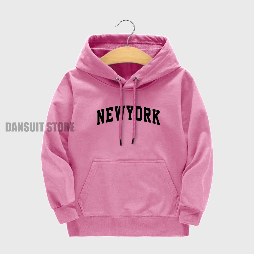 Sweater Hoodie Anak Laki-laki/Perempuan Usia 4-13 Tahun Hoodie Anak Motif Sablon NEW YORK Bahan Tebal Premium