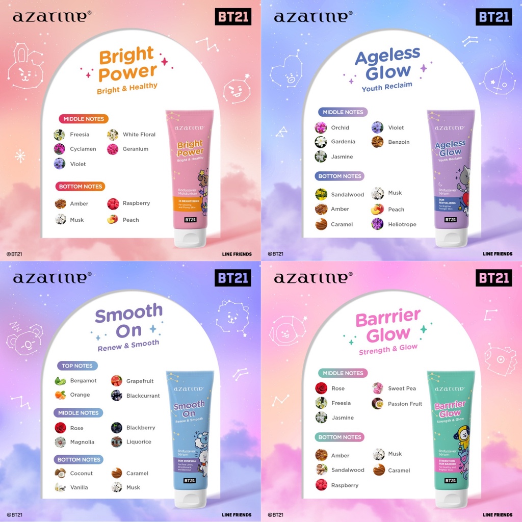 Azarine x BT21 Bodysaver Moisturizer 100ml Body Saver BPOM