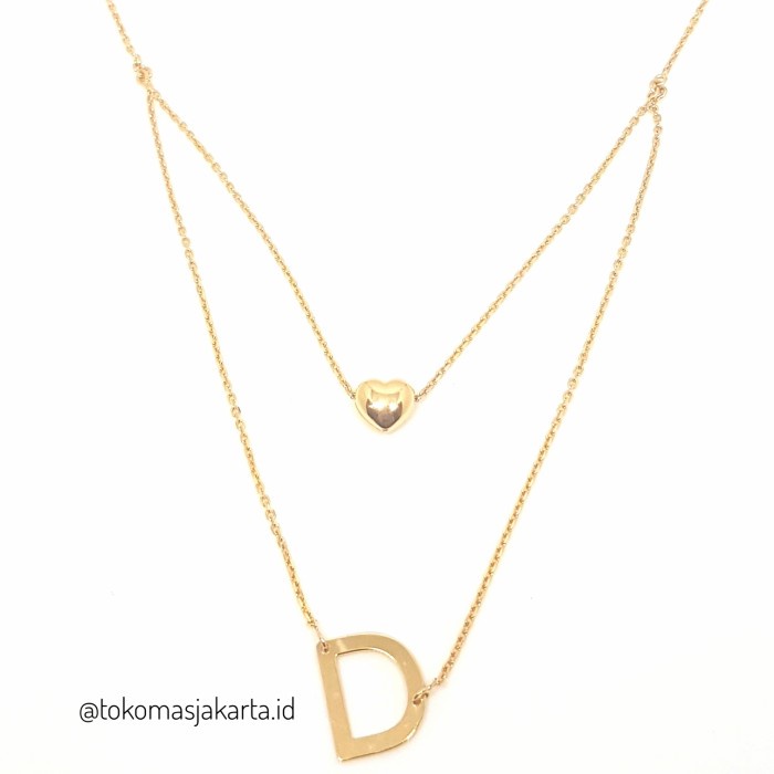 Kalung Nori Liontin Huruf D Emas Kuning 4.4gr