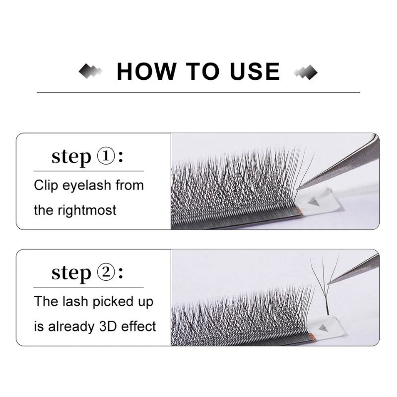 Yelix 3D W Shape Clover Lashes Volume Russian Eyelash Extension Ellipse Super Soft Fanning Bulu Mata Lembut Premium Cabang 3