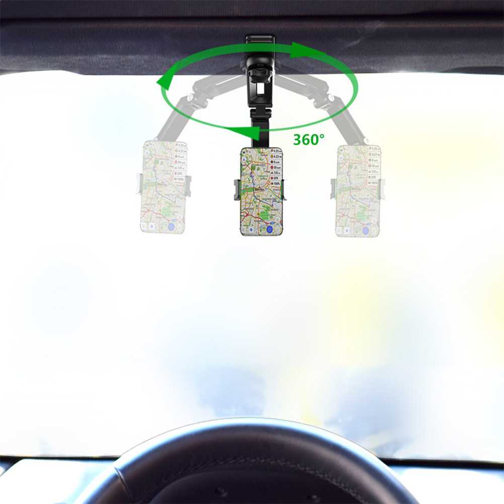 Universal Smartphone Car Holder Sun Visor 360 degree Tempat Sandaran Handphone Mobil Material ABS Silikon Berkualitas