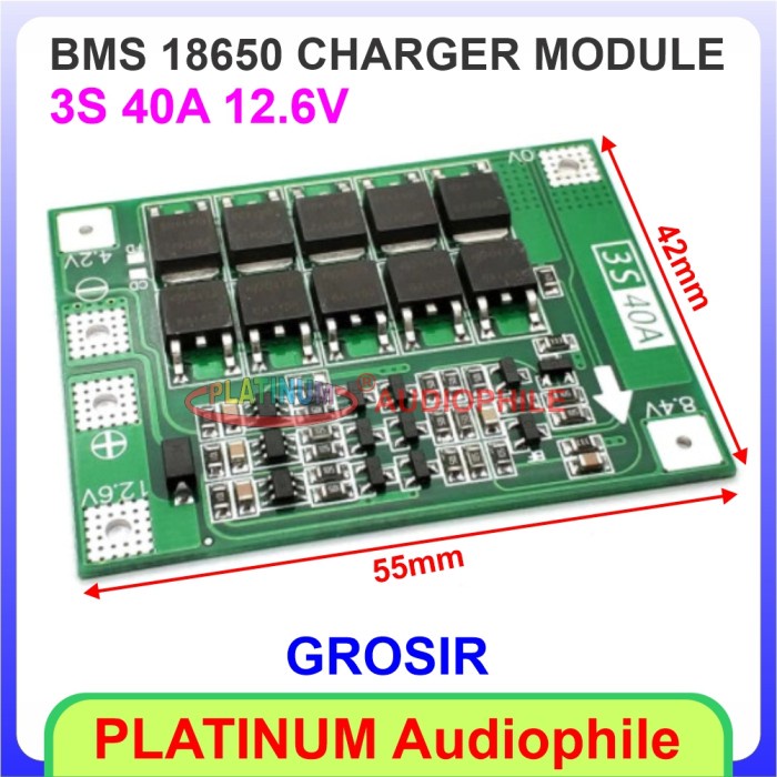Lithium Baterai Charger Modul 3S 12.6V 40A Bms Protection Board