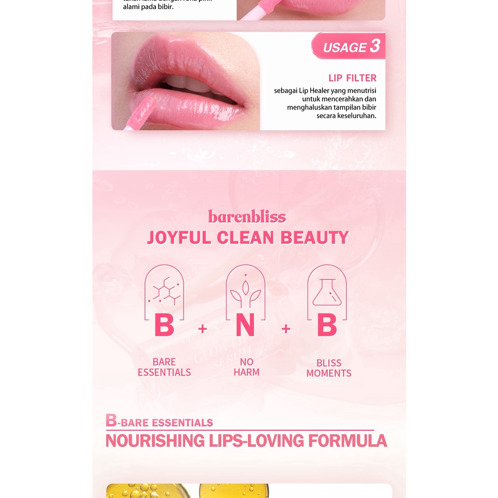 [BPOM] [100%ORI&amp;READY]BNB barenbliss Ceramoist Glow Lip Serum [3in1 Glossy]