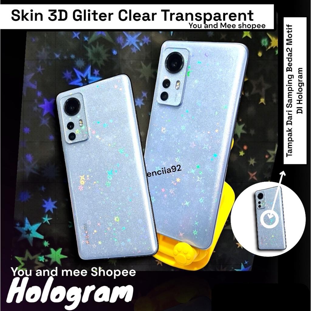 Skin GLITTER Bening 3D XIAOMI POCO M5 M5s M4Pro M3 M3Pro Poco F5 F4 F4GT F3 Pro F2 Pro Pocophone F1 Poco X3-NFC X3-GT X3-Pro X5 5G POCO C40 Garskin White Transparent Clear Belakang Gores Anti Jamur Motif Bahan Back Gliter HOLOGRAM HOLO Gram 4G Phone S PRO